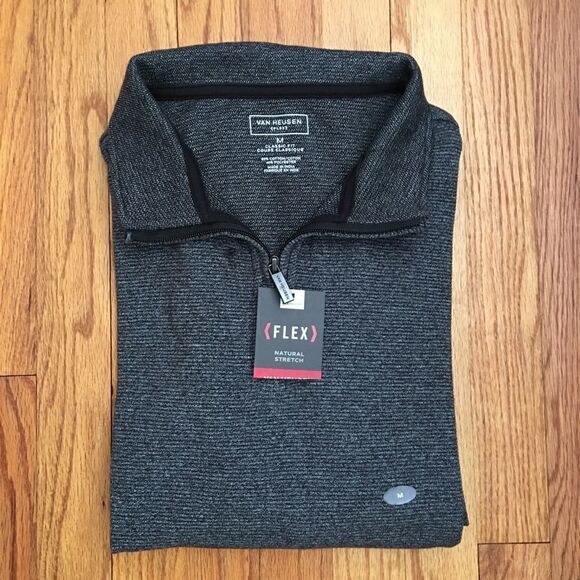 Van Heusen Flex NWT Gray Quarter Zip Pullover - Picture 1 of 7